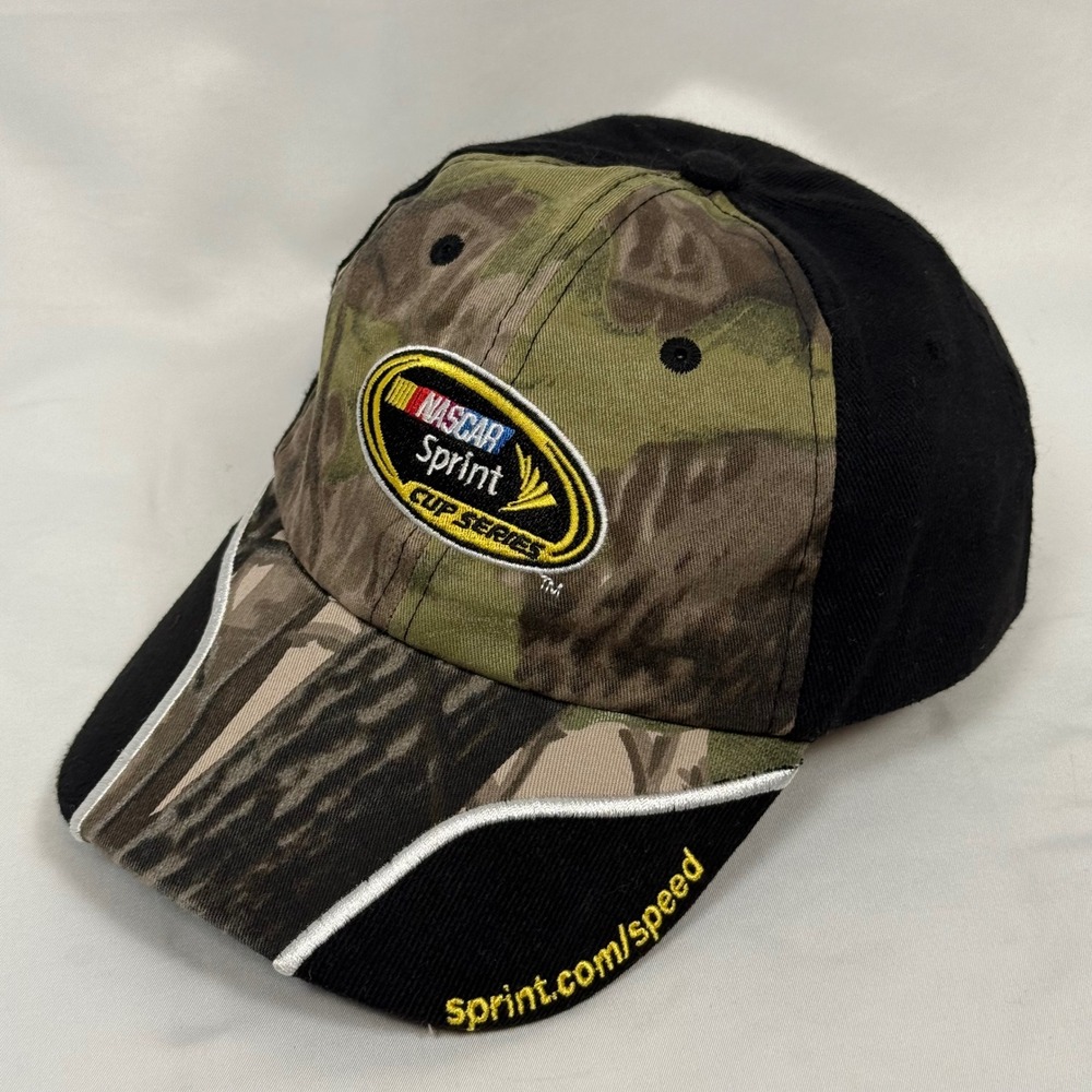 NASCAR Sprint Cup Series Camo Black Baseball Cap Hat Hook & Loop